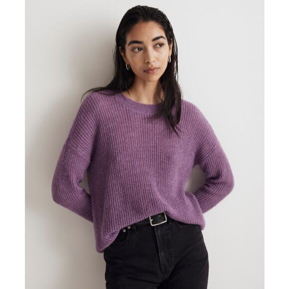 Madewell Ribbed Crewneck Sweater Purple Alpaca Small - Picture 1 of 9